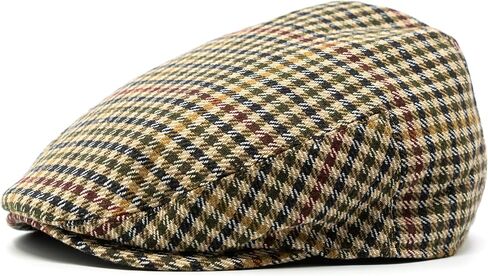 Men's Classic Patchwork Herringbone Checker Plaid Newsboy Ivy Hat Flat Cap in Saudi Arabia