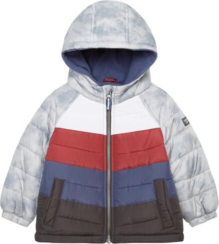 OSHKOSH B'GOSH Toddler Little Boys' Heavyweight Colorblock Puffer Coat, Grey Marble/White Red Blue, 3T in Saudi Arabia