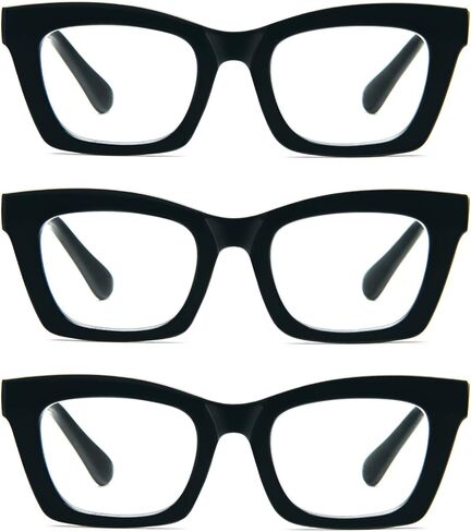 Retro Style EyeGlasses Frame For Women, Cute Oversized Square Eyewear Spring Hinge - 3 Pack in Saudi Arabia