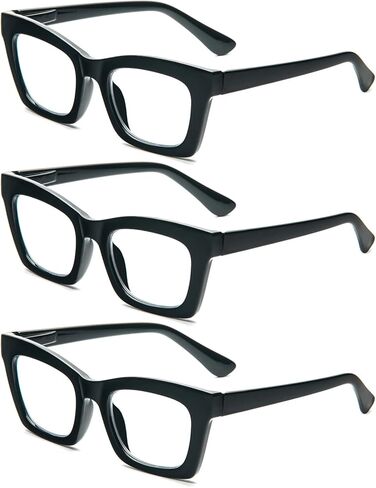 Retro Style EyeGlasses Frame For Women, Cute Oversized Square Eyewear Spring Hinge - 3 Pack in Saudi Arabia