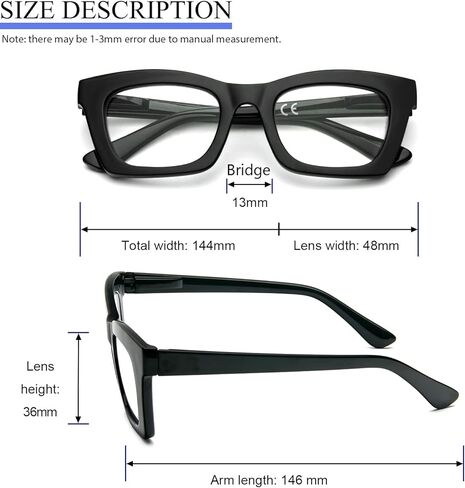 Retro Style EyeGlasses Frame For Women, Cute Oversized Square Eyewear Spring Hinge - 3 Pack in Saudi Arabia
