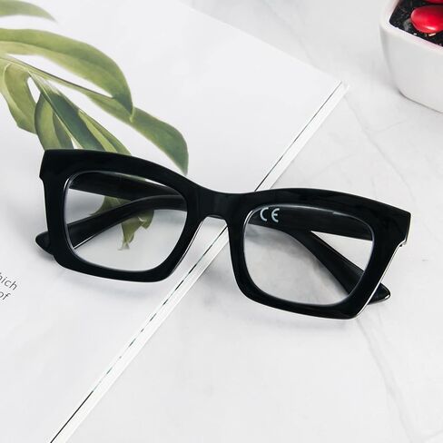 Retro Style EyeGlasses Frame For Women, Cute Oversized Square Eyewear Spring Hinge - 3 Pack in Saudi Arabia