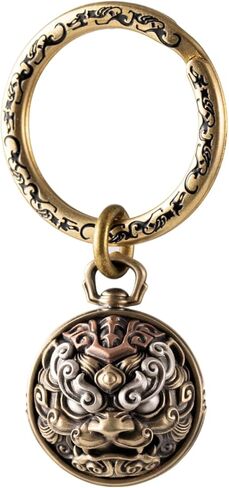COPPERTIST.WU TaoTie Tiger Bell Decor Bells Keychain w Key Ring, Pet Bell Pendants for Necklace, Brass & Copper & Silver in Saudi Arabia