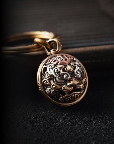 COPPERTIST.WU TaoTie Tiger Bell Decor Bells Keychain w Key Ring, Pet Bell Pendants for Necklace, Brass & Copper & Silver in Saudi Arabia