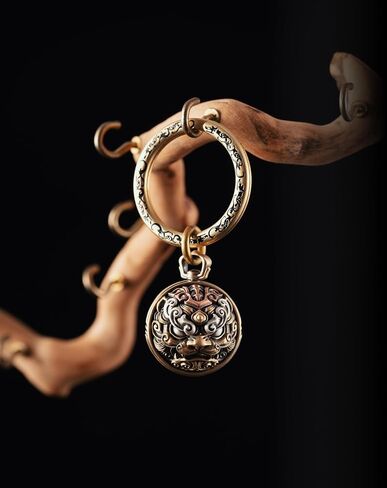 COPPERTIST.WU TaoTie Tiger Bell Decor Bells Keychain w Key Ring, Pet Bell Pendants for Necklace, Brass & Copper & Silver in Saudi Arabia