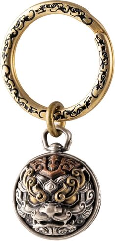 COPPERTIST.WU TaoTie Tiger Bell Decor Bells Keychain w Key Ring, Pet Bell Pendants for Necklace, Brass & Copper & Silver in Saudi Arabia