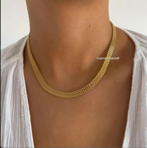 Chunky Gold Chain Necklace for Women Thick Link Statement Jewelry Adjustable Bold Fashion Collar in Saudi Arabia