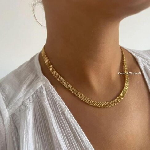 Chunky Gold Chain Necklace for Women Thick Link Statement Jewelry Adjustable Bold Fashion Collar in Saudi Arabia