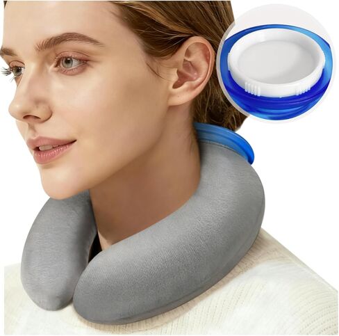 U-Shaped Hot Water Bottle with Fleece Cover 850ML Hot & Cold Water Bag Therapy Heating Pad for Pain Relief Neck Shoulder Hand Warmer Relaxing Protection Blue in Saudi Arabia