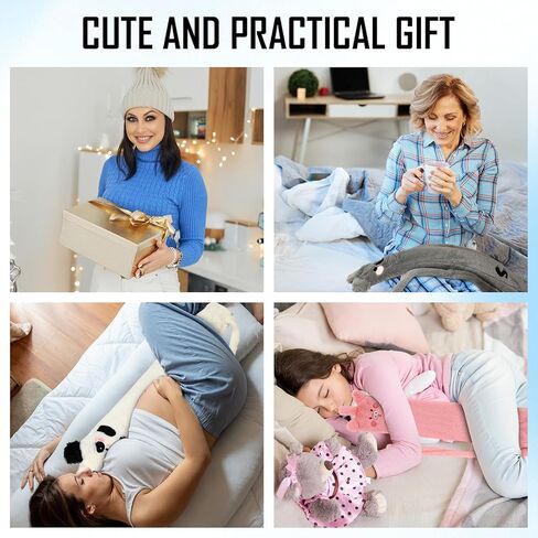 Nuanchu 4 Pack Long Hot Water Bottle with Soft Cover 2 L Cute Animal Shapes Rubber Hot Water Bag for Pain Relief and Waist Back Warm, Christmas Thanksgiving Day Gift for Mom Women Girl Seniors in Saudi Arabia