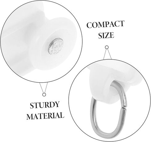 Cabilock 50PCS Silent Shape Curtain Roller Hooks with PE Material and Stainless Steel Connectors Smooth Sliding Track Accessories for Curtain Rails in Saudi Arabia