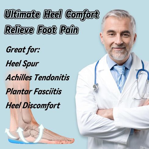 Heel Cups for Heel Pain Relief, Gel Heel Pads for Shock-Absorbing, Shoes Inserts for Achilles Tendonitis, Bone Spurs, Women & Men Comfort (Blue, Large) in Saudi Arabia
