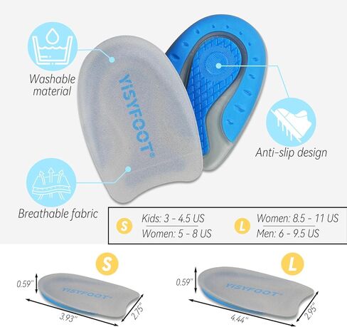 Heel Cups for Heel Pain Relief, Gel Heel Pads for Shock-Absorbing, Shoes Inserts for Achilles Tendonitis, Bone Spurs, Women & Men Comfort (Blue, Large) in Saudi Arabia