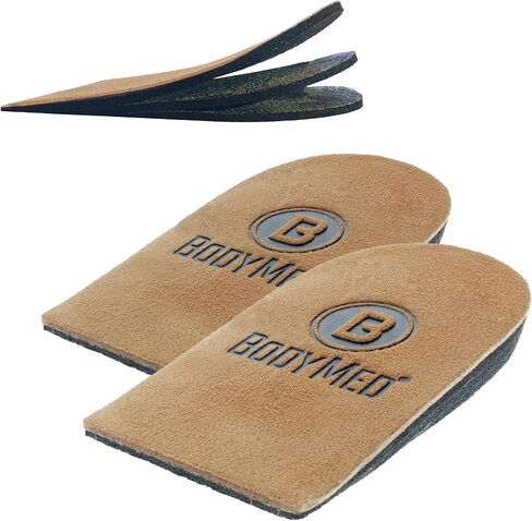 رفع الكعب من BodyMed، متوسط، 2 رفع/عبوة - حشوة لتقويم العظام غير قابلة للانزلاق وقابلة للتعديل لاختلافات طول الساق - 3 قابلة للإزالة 1/8 بوصة. طبقات – لاصق جلدي مطاطي – إسفين لرفع الكعب للرجال والنساء in Kuwait