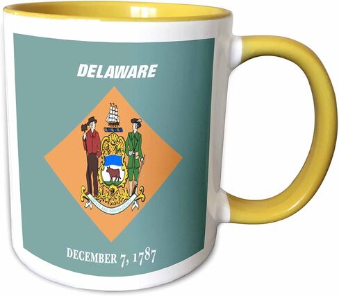 كوب 3dRose_45020_4 "State Flag Of Delaware" كوب أسود بلونين، 11 أونصة، متعدد الألوان in Saudi Arabia