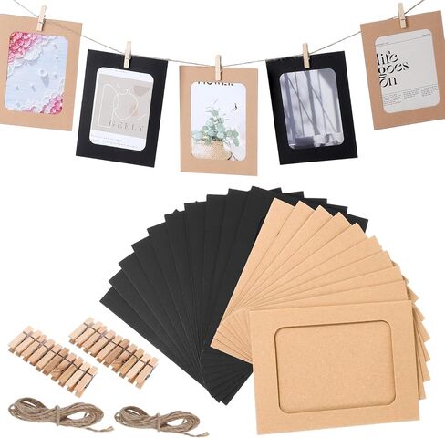 Giantree 20Pcs Photo Banner for Pictures, Paper Picture Frames, 4x6 Inch Photos Banner, Paper Photo Frame Photos String With Clips for Home Wall Decor,School and Office Decor(Style B) in Saudi Arabia