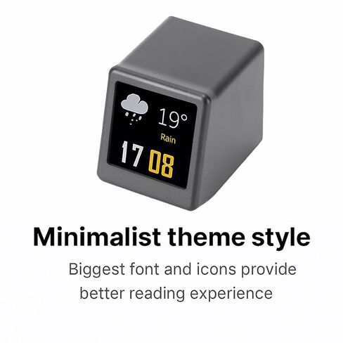Mini Digital Clock, 1.54in IPS Screen Weather Display with GIF Photo Album for Home Office Car, Dynamic Weather Temperature Humidity Forecast in Saudi Arabia