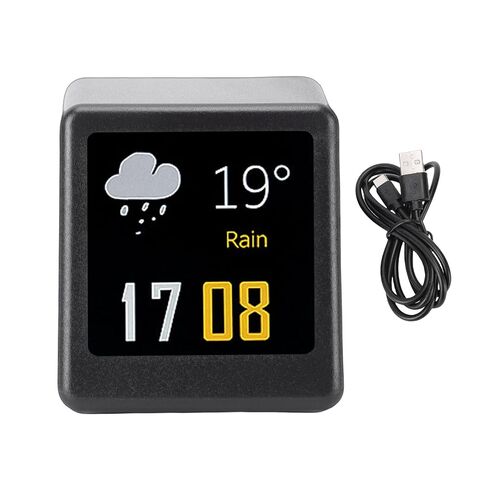 Mini Digital Clock, 1.54in IPS Screen Weather Display with GIF Photo Album for Home Office Car, Dynamic Weather Temperature Humidity Forecast in Saudi Arabia