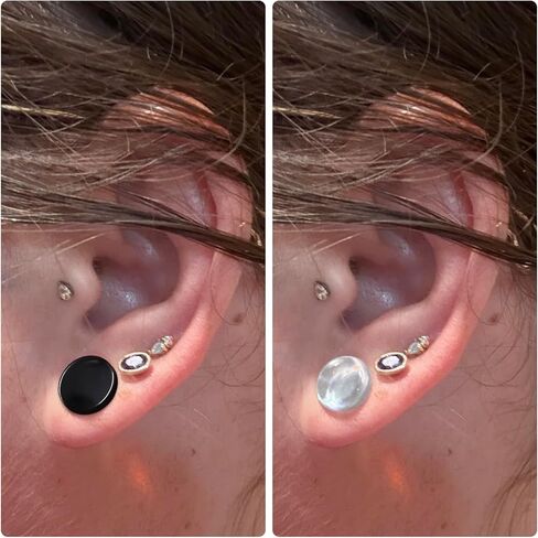 Kridzisw 14G-00G أكريليك مسطح قمم الأذن مقاييس تمتد عدة سدادات مضيئة واحدة مع حلقات مطاطية مقاييس أكريليك ناعمة للأذنين المقابس الأقراط المتوسع نقالة للنساء الرجال in Saudi Arabia