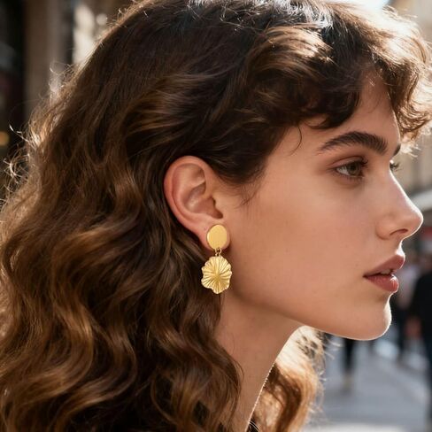 LADEMAYH Cute Lotus Leaf Pendant Design Dangle Gauges for Women, 0g(8mm)-5/8in(16mm) Solid Ear Plugs Tunnels Gauges for Ears, Hypoallergenic Surgical Stainless Steel 316L Ear Gauges Earrings in Saudi Arabia