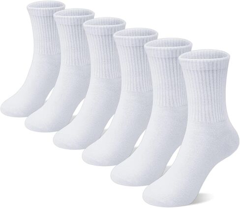 6 Pairs Kids Crew Socks Boys Girls Unisex Athletic Classics Cotton School Uniform Striped Socks in Saudi Arabia