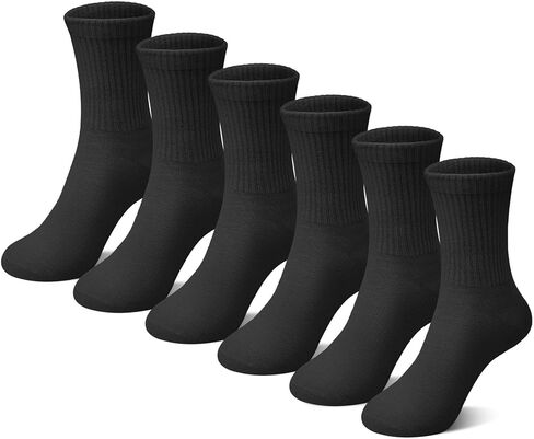 6 Pairs Kids Crew Socks Boys Girls Unisex Athletic Classics Cotton School Uniform Striped Socks in Saudi Arabia