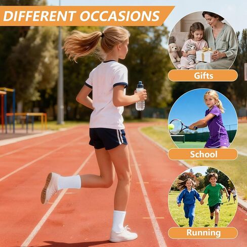 6 Pairs Kids Crew Socks Boys Girls Unisex Athletic Classics Cotton School Uniform Striped Socks in Saudi Arabia