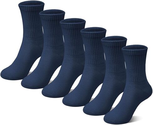 6 Pairs Kids Crew Socks Boys Girls Unisex Athletic Classics Cotton School Uniform Striped Socks in Saudi Arabia