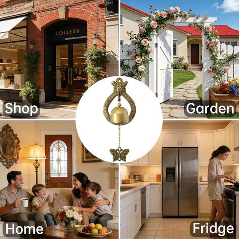 Korean Brass Door Bell with Butterfly Charm – Zen Decor Vintage Door Chime for Home Entrance, Peaceful Sound & Door Chimes When Door Opens in Saudi Arabia
