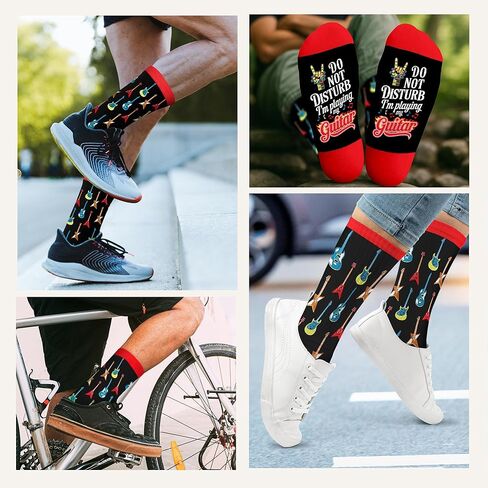 ZAGKOO Funny Music Socks for Men, Women - Rock Guitar, Saxophone, Trombone Novelty Socks - Christmas Music Lovers Gift Ideas in Saudi Arabia