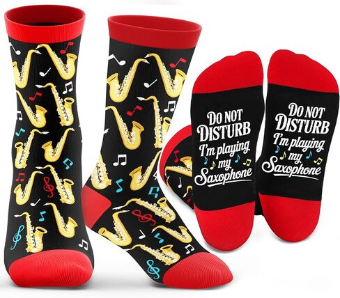 ZAGKOO Funny Music Socks for Men, Women - Rock Guitar, Saxophone, Trombone Novelty Socks - Christmas Music Lovers Gift Ideas in Saudi Arabia