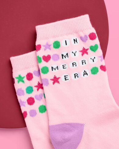 xo, Fetti In My Merry Era Socks | Eras Christmas Gift, Stocking Stuffer, Eras Tour White Elephant, Holiday Accessory in Saudi Arabia