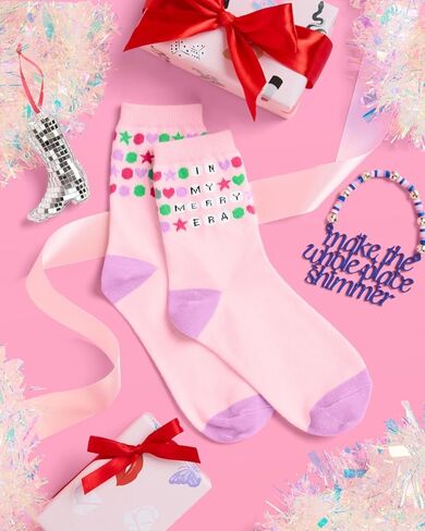 xo, Fetti In My Merry Era Socks | Eras Christmas Gift, Stocking Stuffer, Eras Tour White Elephant, Holiday Accessory in Saudi Arabia