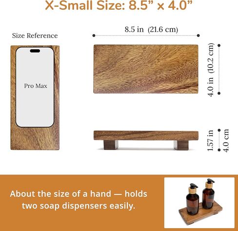 X-Small 8.5" Acacia Wood Riser Pedestal Stand, Farmhouse Bathroom and Kitchen Sink Decor, Decorative Wood Tray for Counter, Soap Dish Holder, Vanity Tray (XS: 8.5" x 4.0" x 1.57") in Saudi Arabia