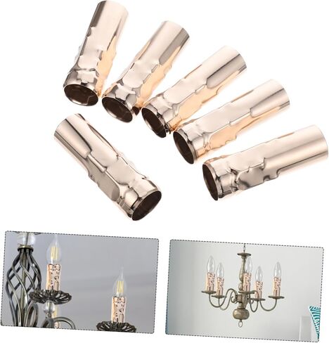 6pcs Chandelier Candle Sleeves Teardrop Design Candelabra Base Covers for European Crystal Lighting Gold Tone Dining Fixture Replacement Accessories in Saudi Arabia