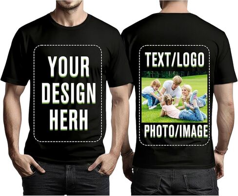 قمصان مخصصة مع صورتك ونصك، شعار للرجال قمصان شخصية تي شيرت برسومات مخصصة مع طباعة أمامية وخلفية in Kuwait