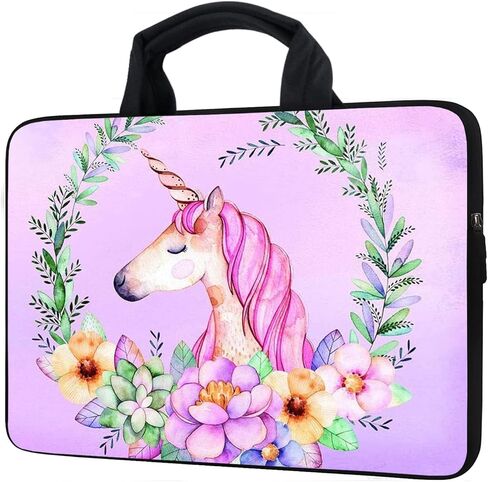 12Inch Laptop Sleeve Carrying Bag Protective Case Neoprene Sleeve Tote Tablet Cover Notebook Briefcase Bag with Handle (Unicorn,12") in Kuwait