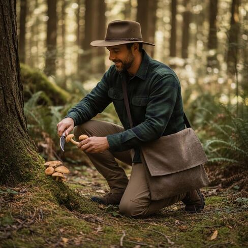 حقيبة العلف 16 أونصة من القماش المشمع حقيبة كتف Bushcraft حقيبة ساعي متينة مع جيب للتخييم والبستنة in Kuwait