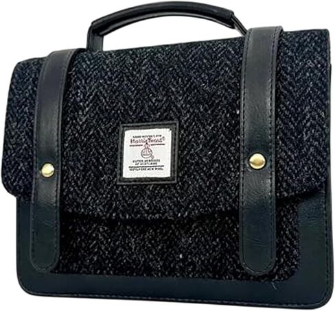 Mini Messenger Handbag for Women, Harris Tweed & Vegan Leather Crossbody Satchel Bag, Authentic Scottish Design in Saudi Arabia