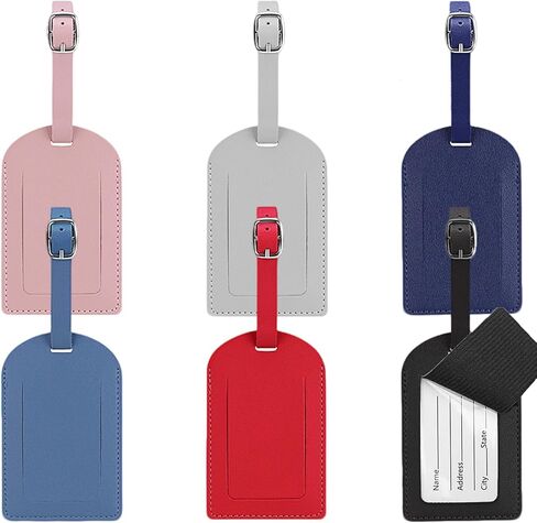 Leather Luggage Tags, 6 Pack Luggage Tags for Suitcases, Travel Tags for Luggage TSA Approved for Protecting Privacy, Suitcase Tags with Name Card for Men, Women, Kids in Kuwait