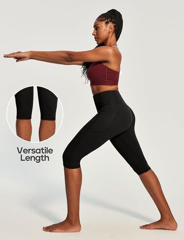 Heathyoga Capri Leggings with Pockets for Women Tummy Control Knee Length Leggings Yoga Pants Women Capri Pants Workout in Saudi Arabia