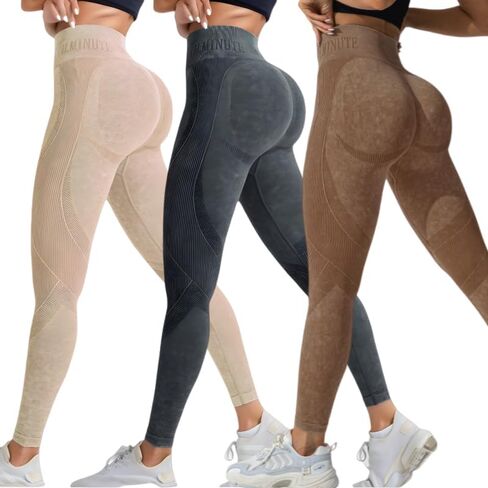 3 Pack Women's High Waisted Leggings Seamless Workout Gym Yoga Pants Tummy Control Smile Contour Activewear Tights in Saudi Arabia