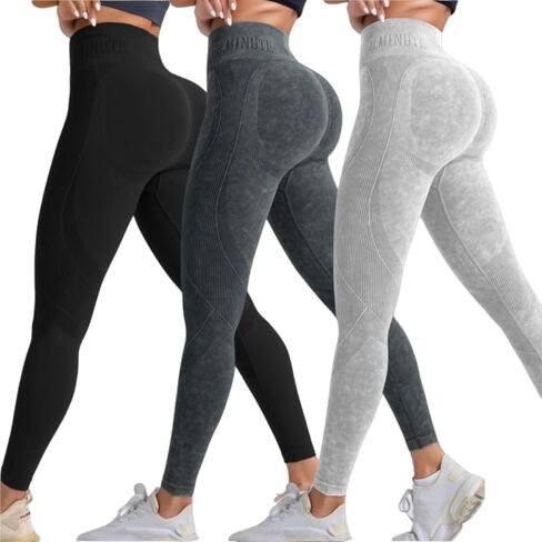 3 Pack Women's High Waisted Leggings Seamless Workout Gym Yoga Pants Tummy Control Smile Contour Activewear Tights in Saudi Arabia