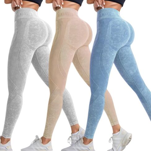 3 Pack Women's High Waisted Leggings Seamless Workout Gym Yoga Pants Tummy Control Smile Contour Activewear Tights in Saudi Arabia