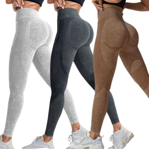 3 Pack Women's High Waisted Leggings Seamless Workout Gym Yoga Pants Tummy Control Smile Contour Activewear Tights in Saudi Arabia