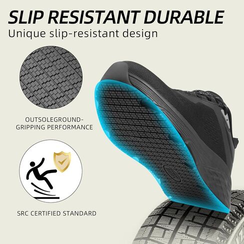 Black Non Slip Work Shoes for Women, Comfortable & Water Resistant Food Service Sneakers for Kitchen Restaurant Service - Zapatos Trabajo in Saudi Arabia