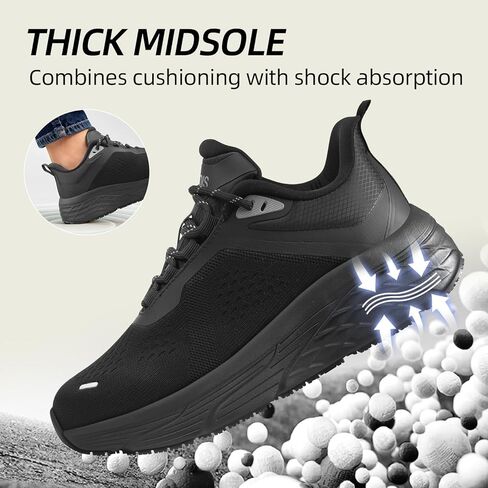 Black Non Slip Work Shoes for Women, Comfortable & Water Resistant Food Service Sneakers for Kitchen Restaurant Service - Zapatos Trabajo in Saudi Arabia