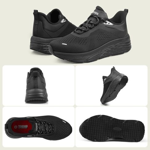 Black Non Slip Work Shoes for Women, Comfortable & Water Resistant Food Service Sneakers for Kitchen Restaurant Service - Zapatos Trabajo in Saudi Arabia