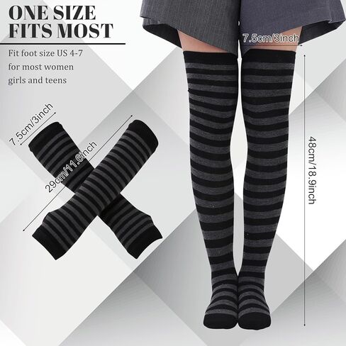 Y2K Accessories Set 6-Piece - Goth Jewelry Kawaii Arm Warmers, Striped Knee High Socks, Layered Necklace, Star Bracelet & Retro Sunglasses for Women, Grunge Aesthetic in Saudi Arabia