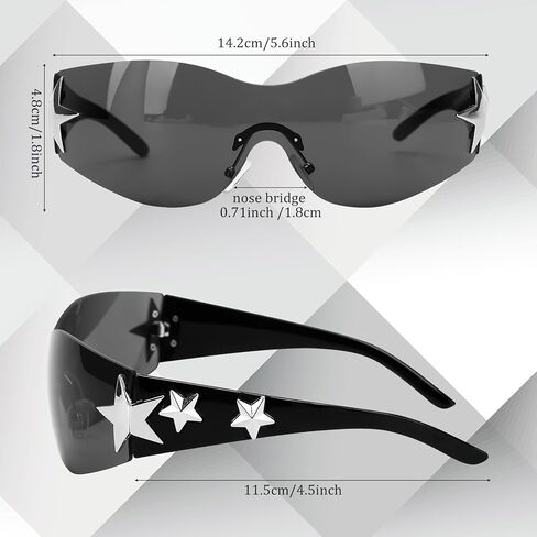Y2K Accessories Set 6-Piece - Goth Jewelry Kawaii Arm Warmers, Striped Knee High Socks, Layered Necklace, Star Bracelet & Retro Sunglasses for Women, Grunge Aesthetic in Saudi Arabia